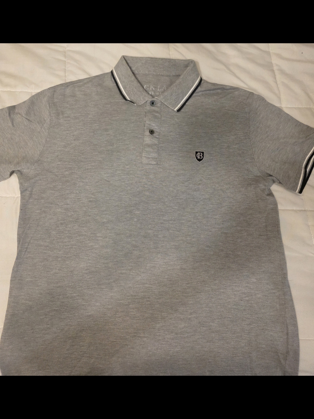 Black Label Women's Or Men Gray Polo with Contrast Trim From JAPAN